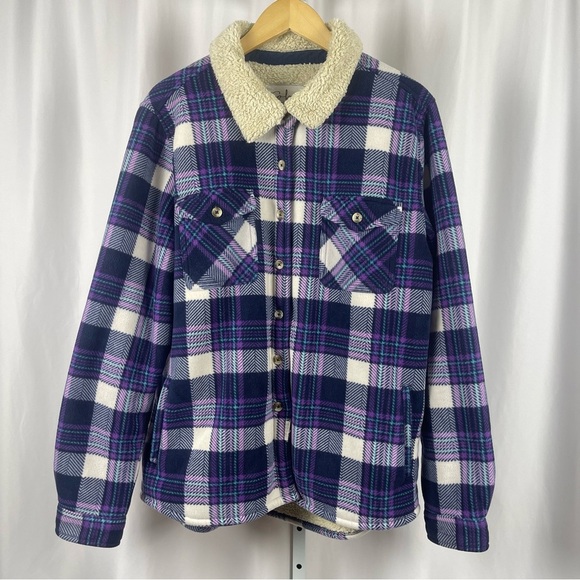 Soho Threads XXL 2X Plaid Sherpa-Lined Shacket Button Down Barn Chore Outdoor - Picture 1 of 7